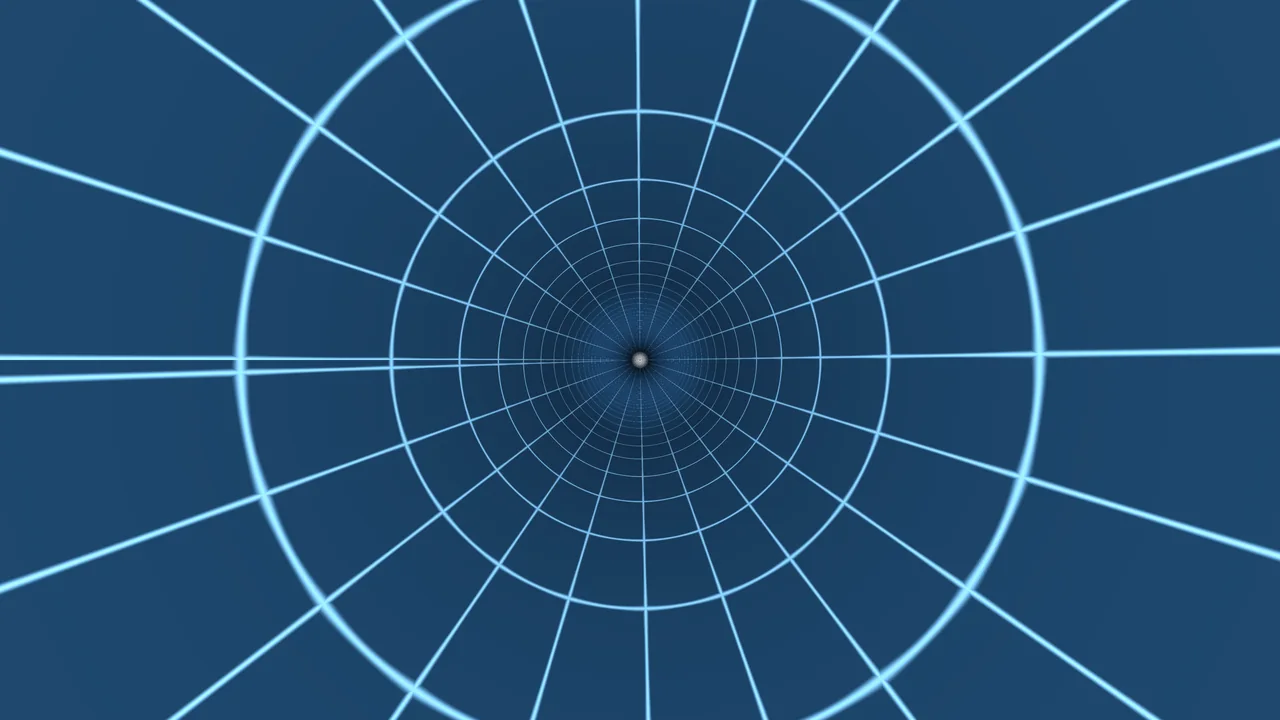 Blue Cyan Concentric Grid Tunnel 4K Wallpaper