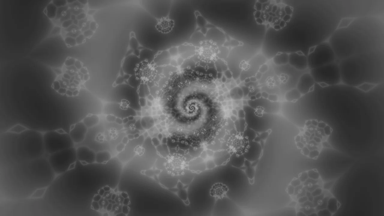 Monochrome Fractal Spiral Vortex 4K Wallpaper