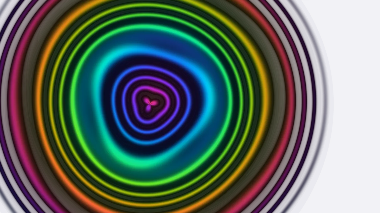 Colorful Concentric Neon Rings with Central Abstract Shape 4K Wallpaper