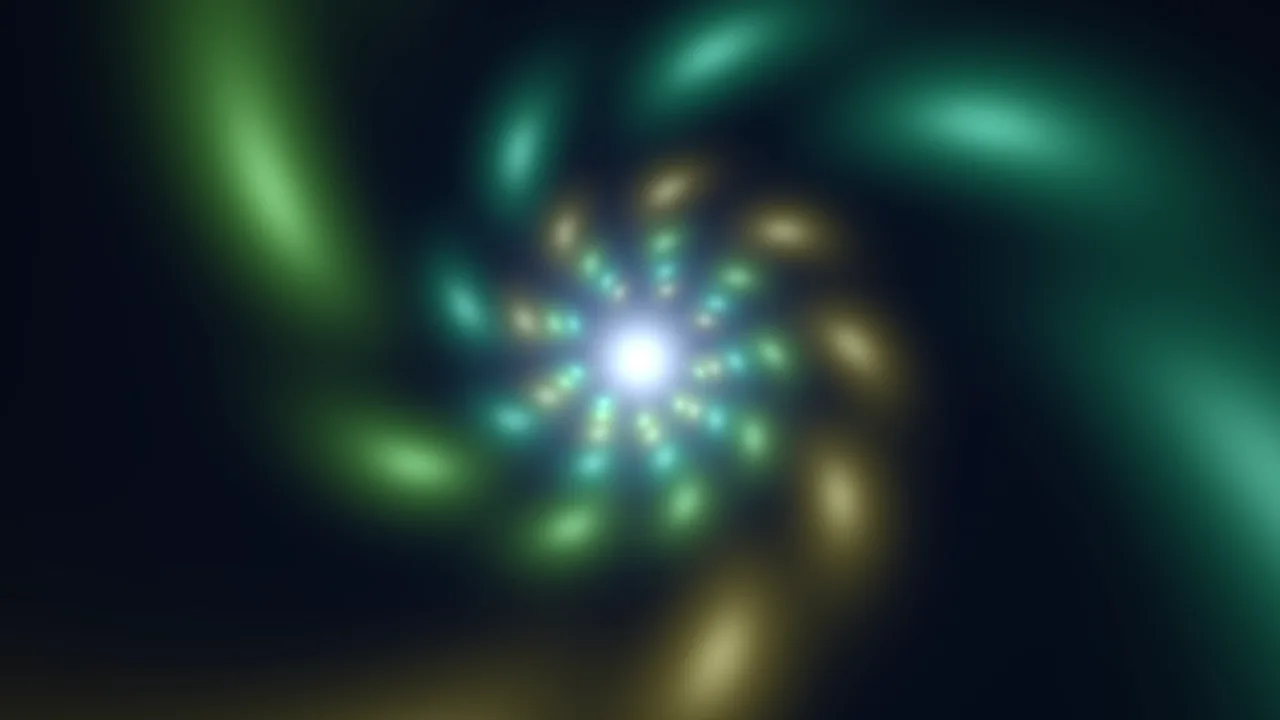 Abstract Warp Tunnel with Green and Teal Light 4K Wallpaper