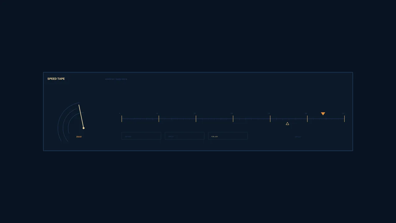 Aircraft Speed Tape HUD Dashboard Wallpaper in Dark Blue and Amber