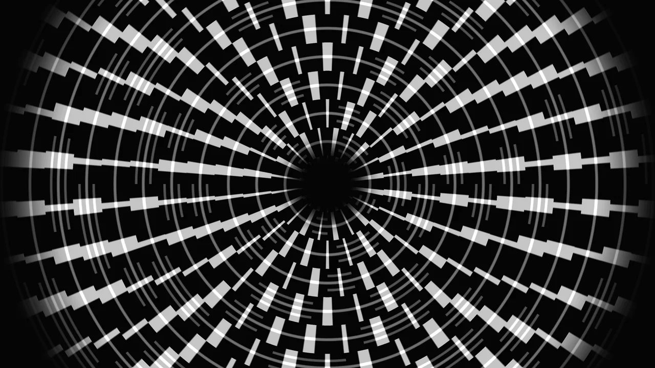 Monochrome Radial Telemetry HUD Tunnel 4K Wallpaper
