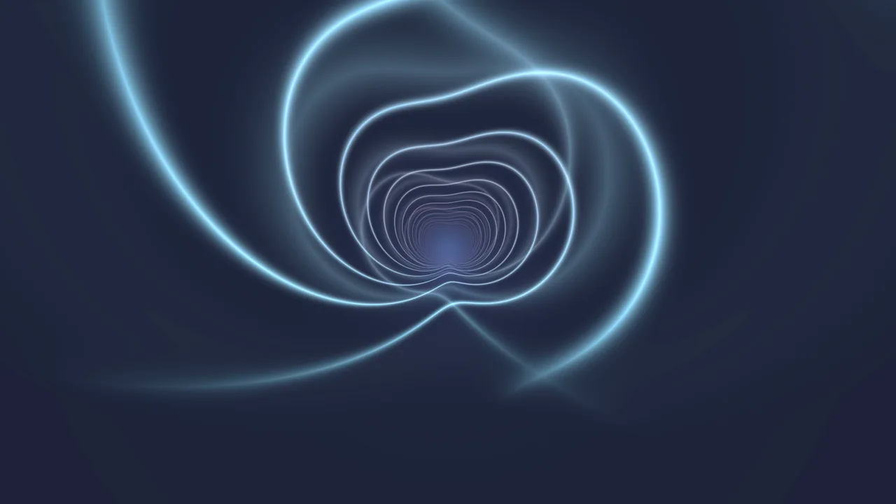 Abstract Cyan Wireframe Heart Tunnel 4K Wallpaper