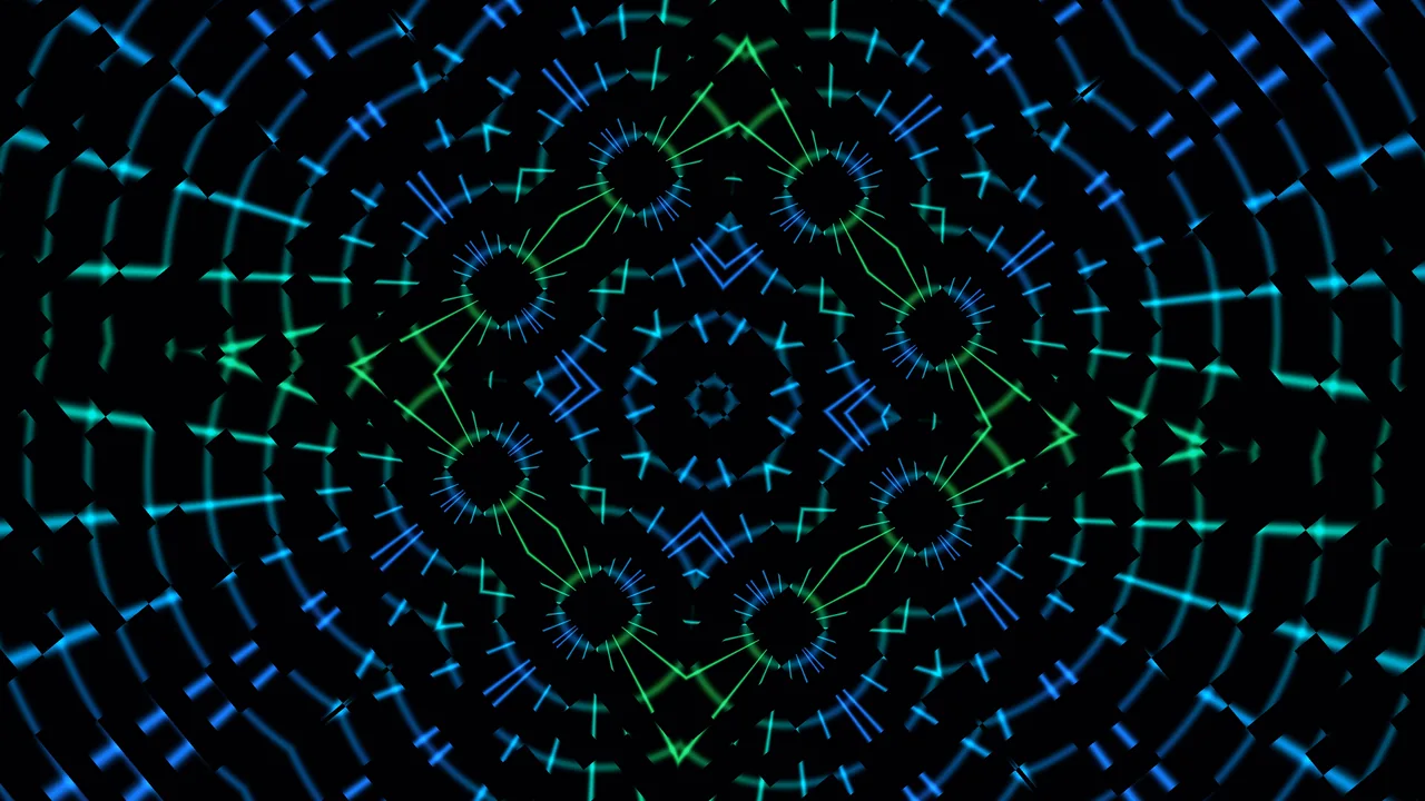 Neon Radial Spectrum with Geometric Rings on Black 4K Wallpaper