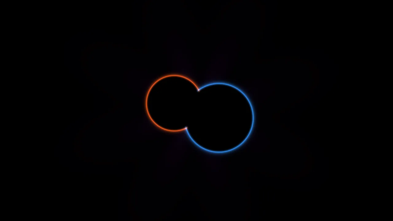 Orange and Blue Overlapping Scanner-Style HUD Rings 4K Wallpaper