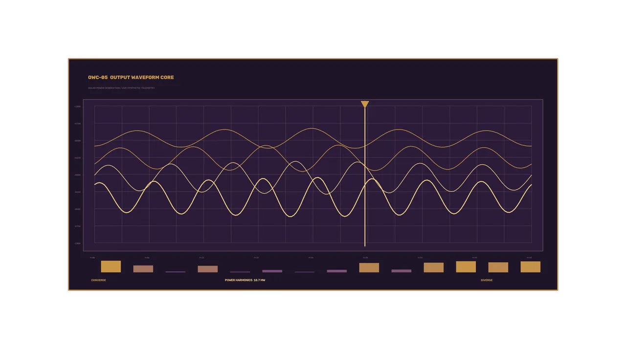 Solar Power Output Waveform HUD Dashboard, 4K Sci-Fi Wallpaper