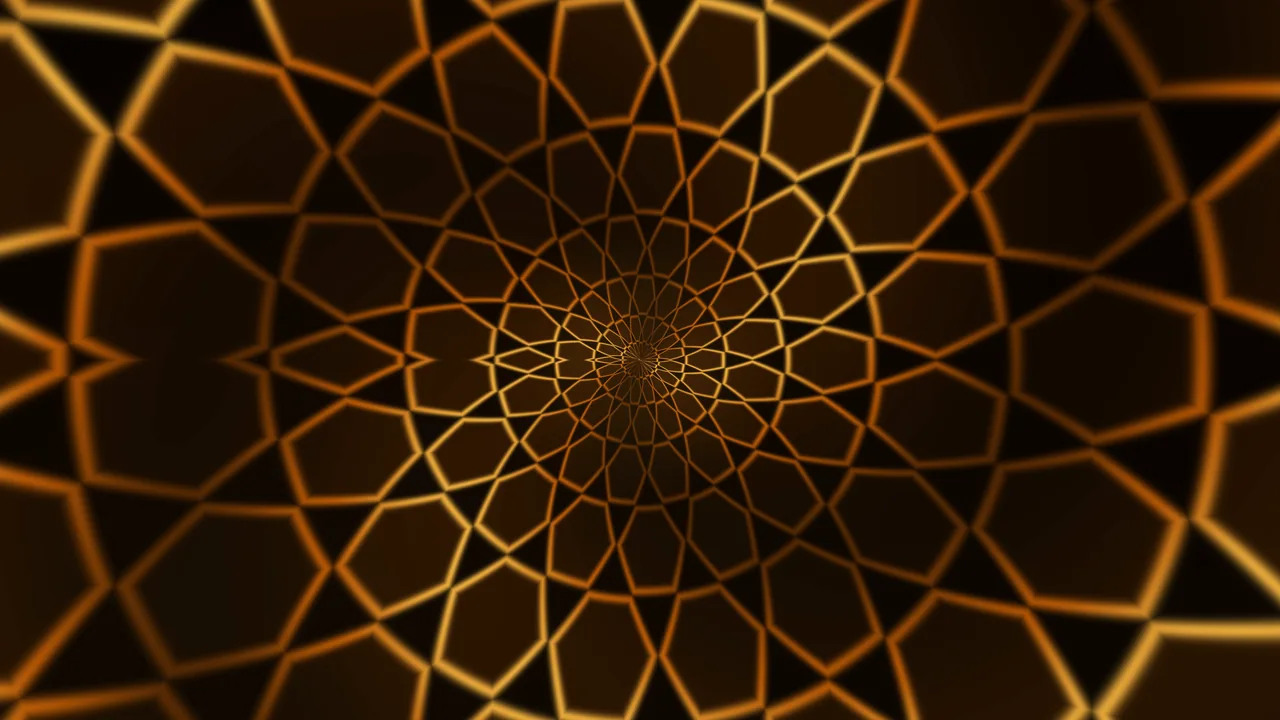 Amber Honeycomb Tunnel HUD Screen Graphic 4K Wallpaper