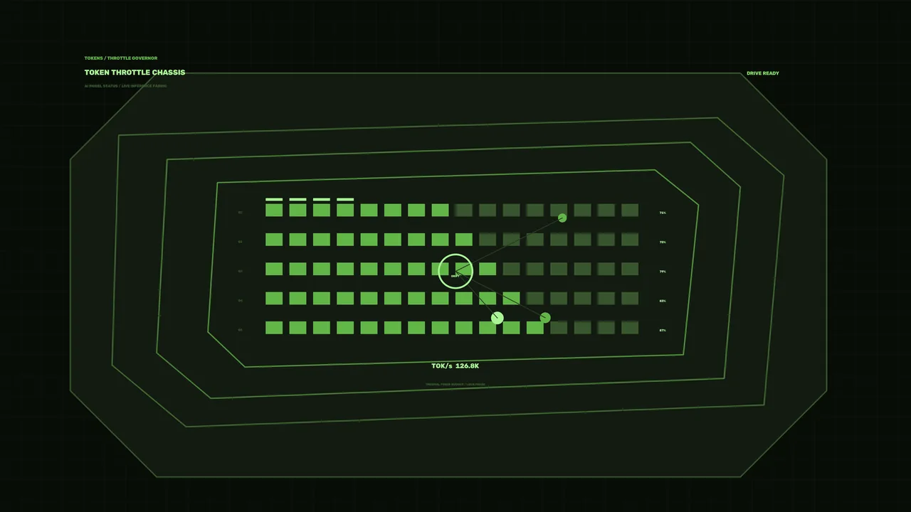 Green Sci-Fi Token Throttle Telemetry HUD Dashboard