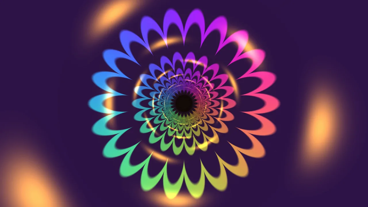 Rainbow Radial Petal Mandala on Deep Purple