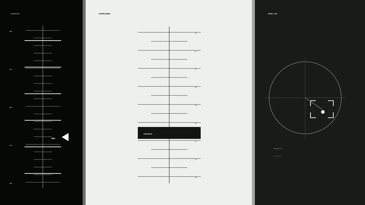 Monochrome Sci-Fi HUD with Altitude Telemetry and Circular Reticle 4K Wallpaper