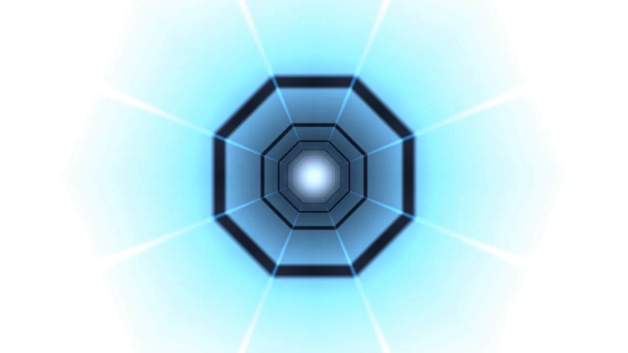 Blue Octagonal Light Tunnel 4K Wallpaper