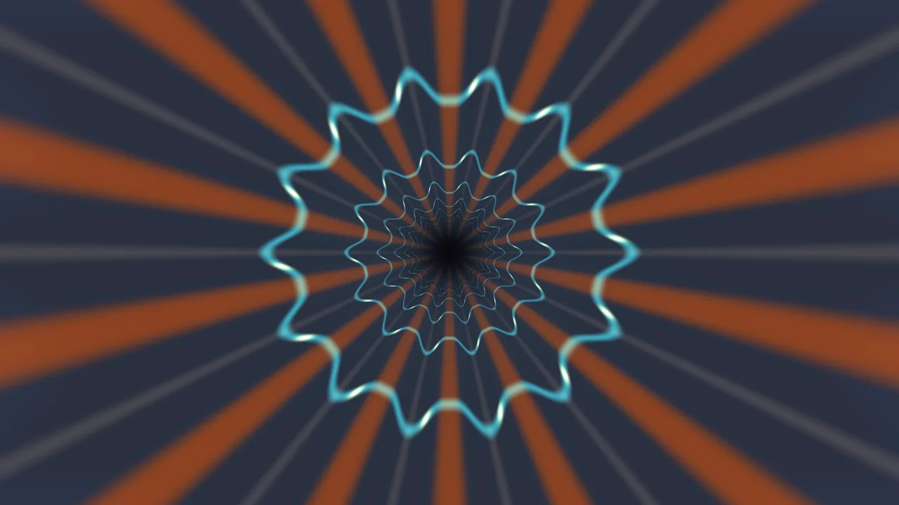 Free 4K Cyan Geometric Tunnel with Orange Radial Beams