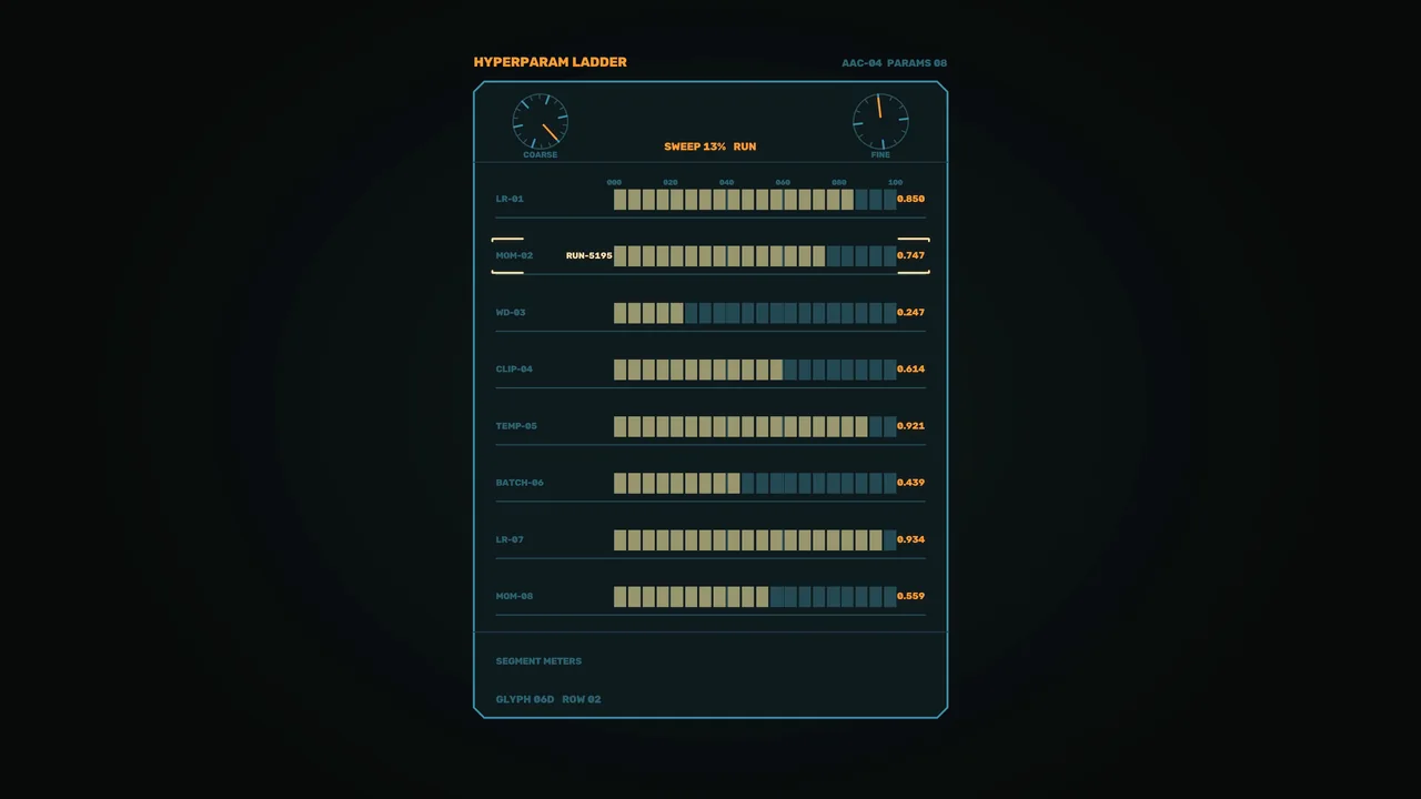 Hyperparameter Ladder Telemetry HUD Dashboard 4K Wallpaper
