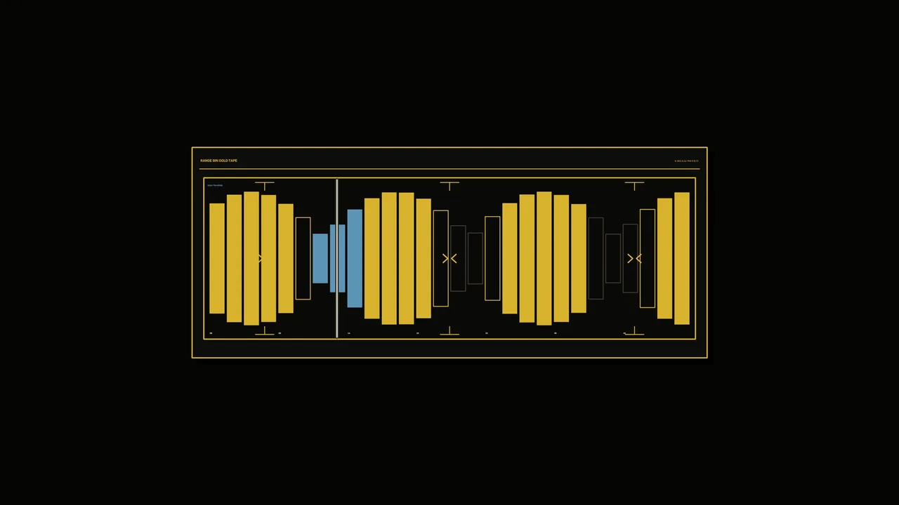 Wide Precision Target Analysis HUD with Gold and Blue Telemetry Bars — 4K Sci-Fi