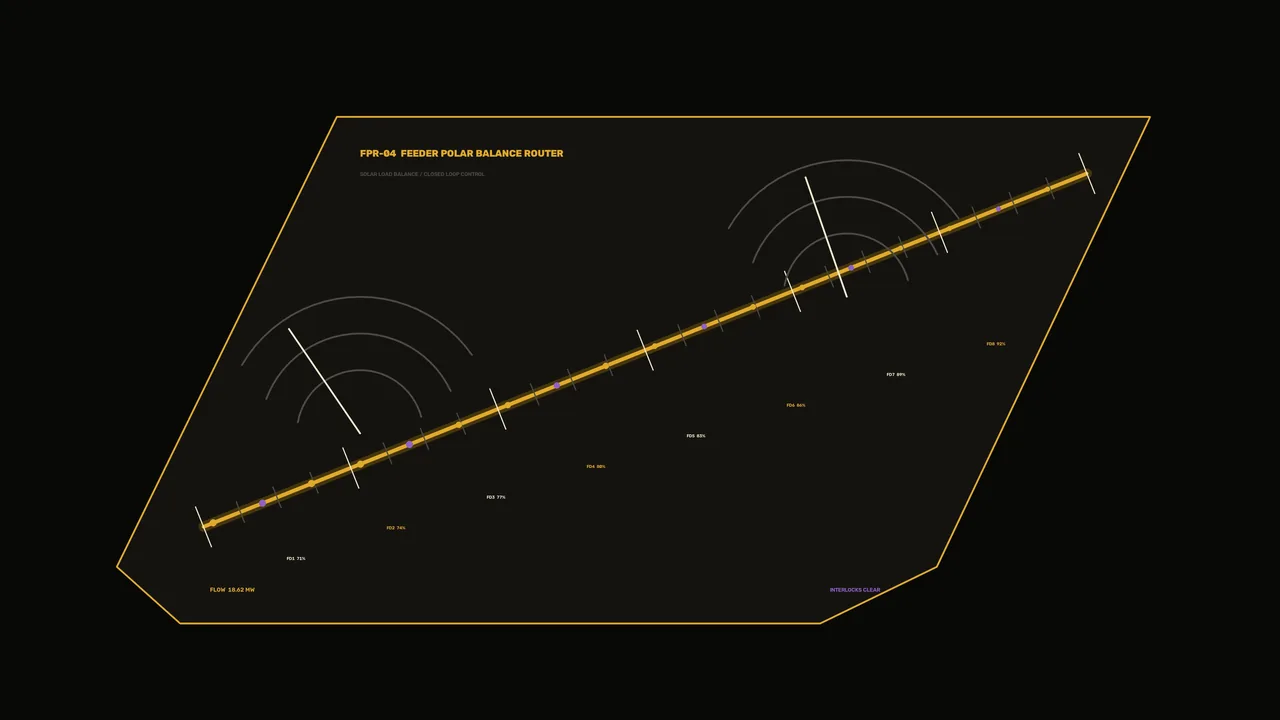 Solar Feeder Balance Control HUD — 4K Sci-Fi Wallpaper