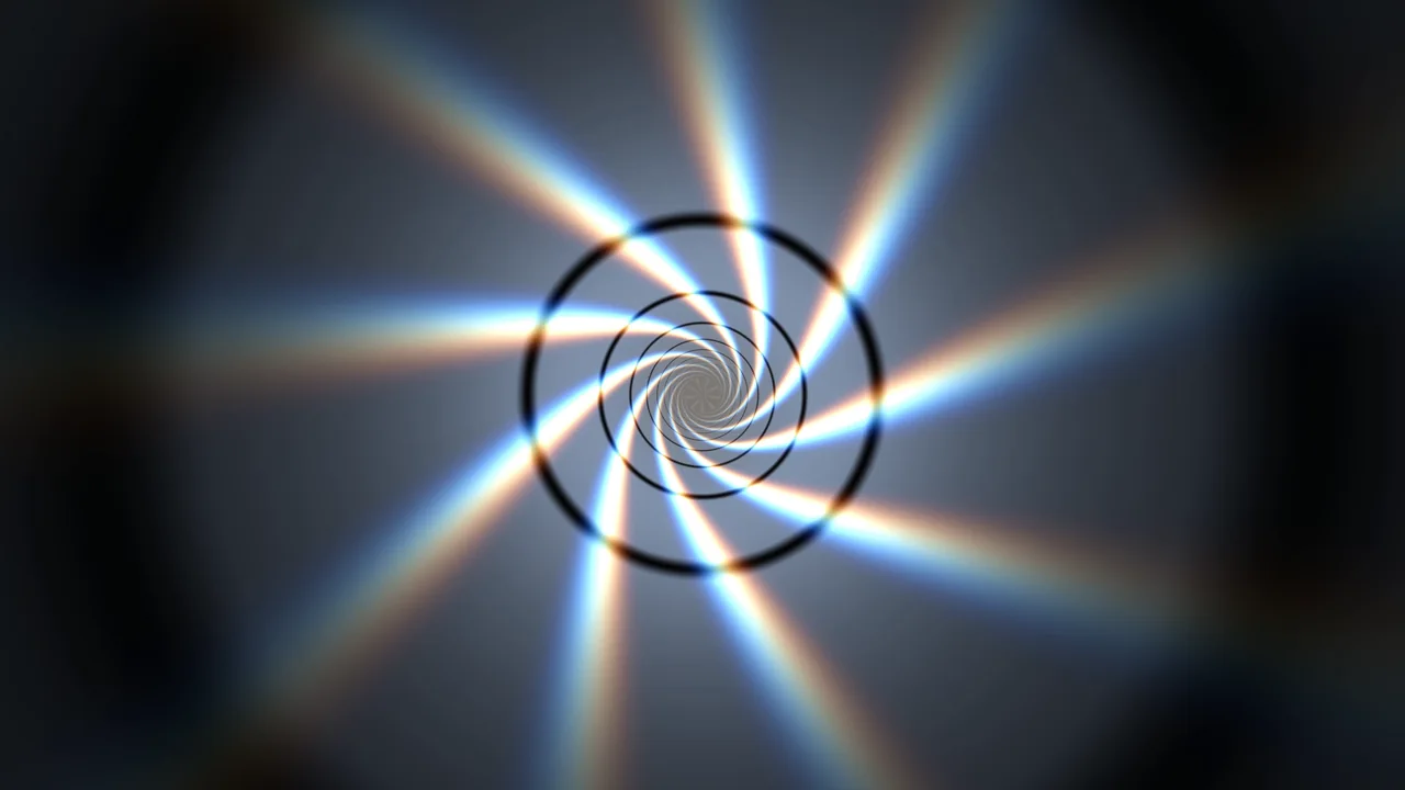 Abstract Spiral Light Tunnel with Blue and Peach Beams