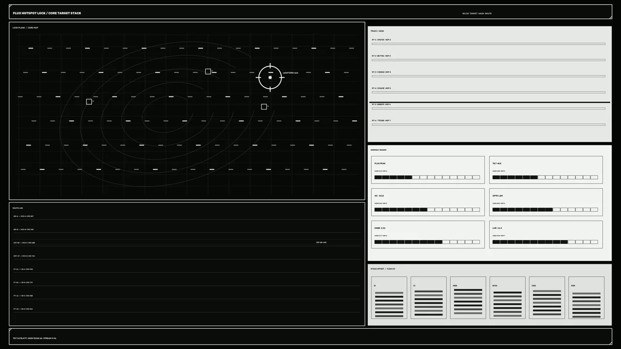 Sci-Fi Flux Hotspot Core Target Stack HUD Dashboard 4K Wallpaper