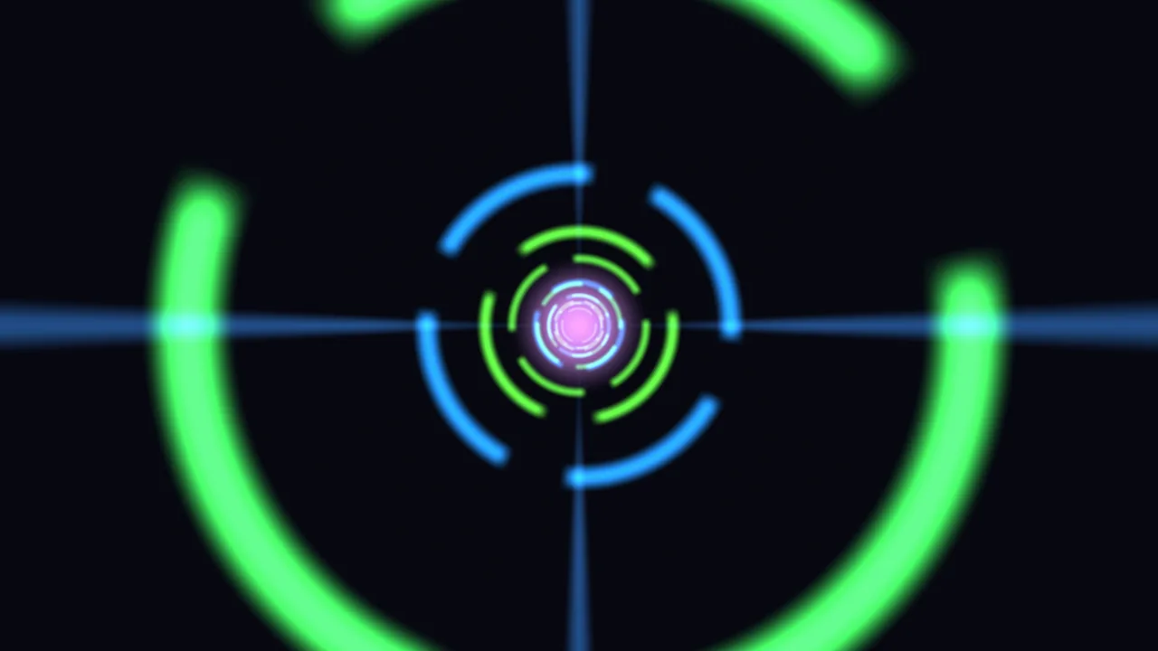 Neon Concentric Circular Interface with Pink Center 4K Wallpaper