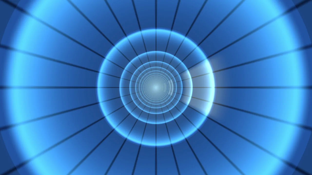 Blue Concentric Ring Tunnel 4K Wallpaper