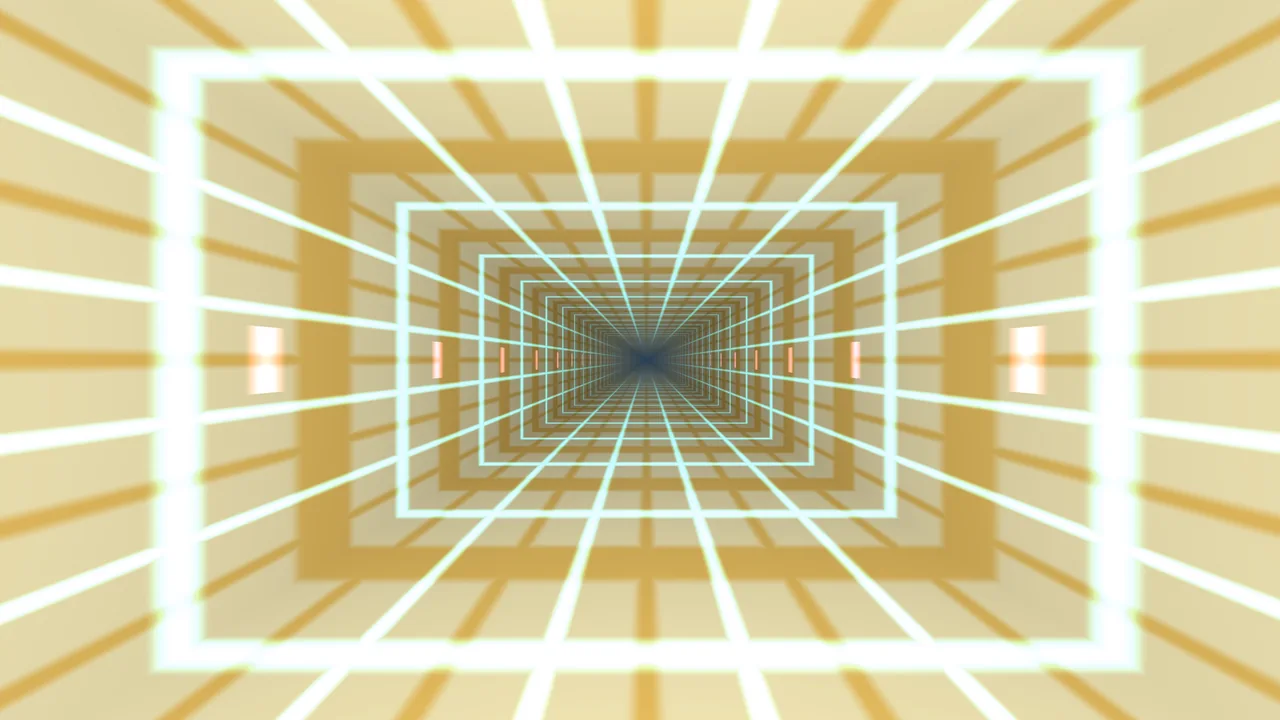 Abstract Cyan and Gold Rectangular Tunnel 4K Wallpaper