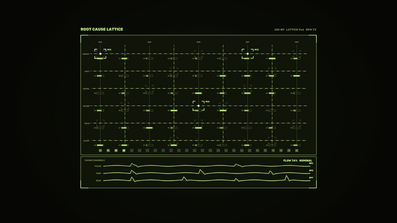 Root Cause Lattice Diagnostic HUD 4K Sci-Fi Wallpaper