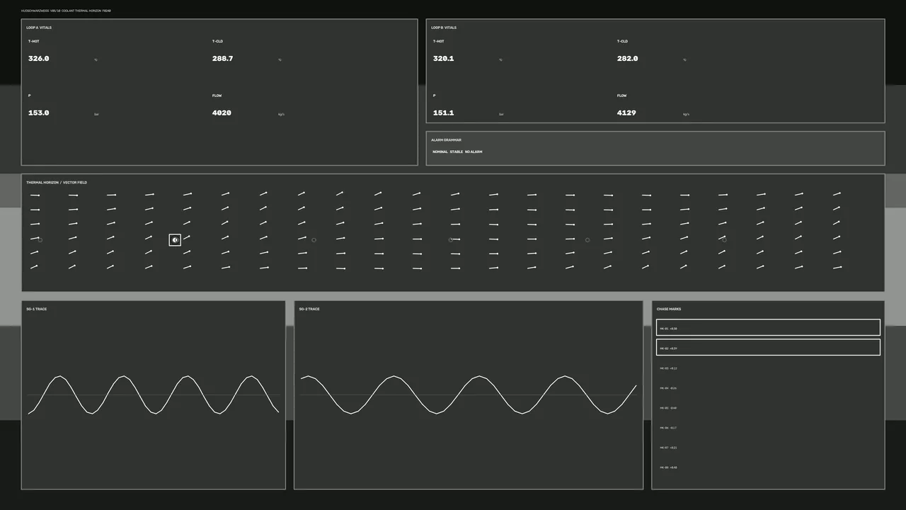 Industrial Monitoring HUD with Telemetry Panels and Vector Field — 4K Sci-Fi HUD
