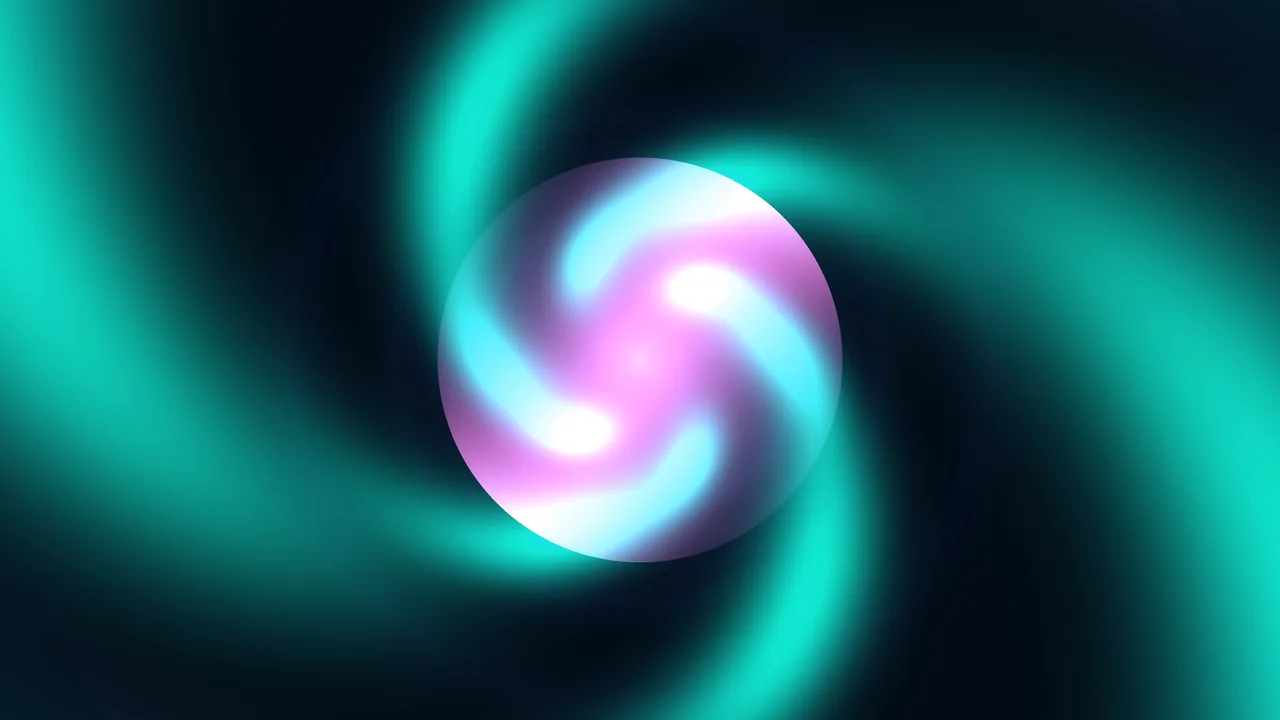 Abstract Neon Swirl Sphere on Dark Teal Background 4K Wallpaper