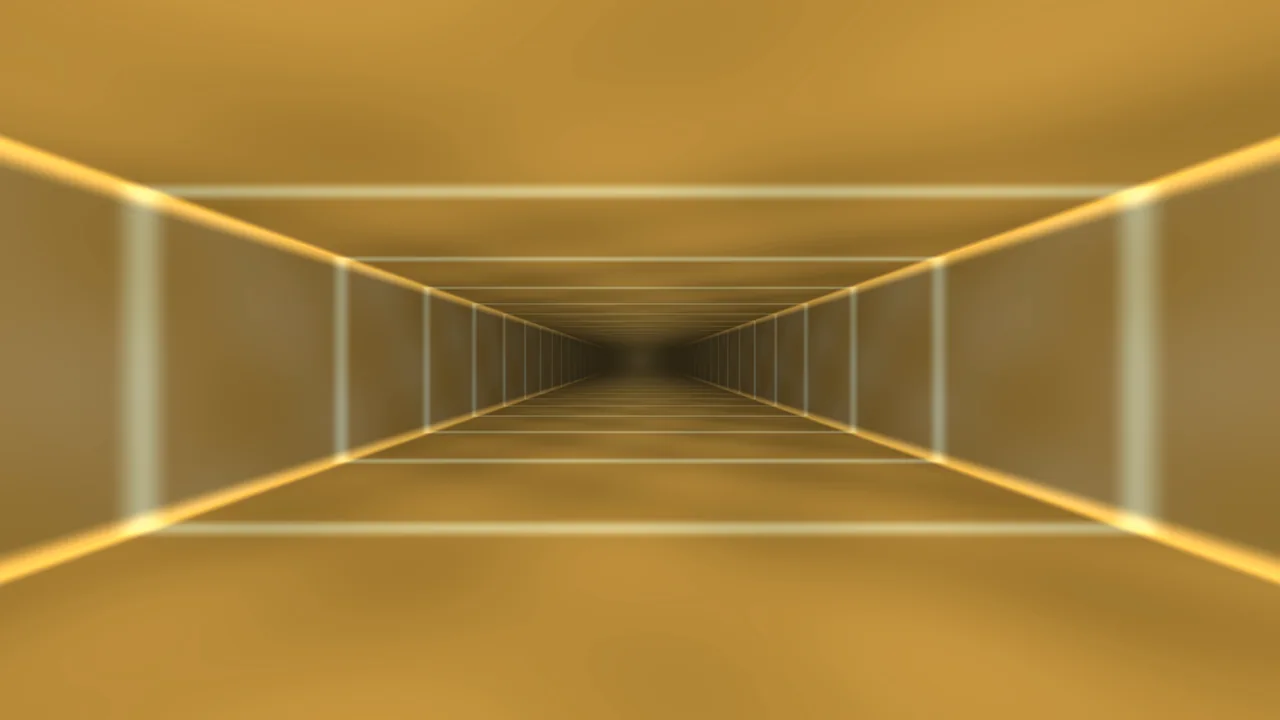Golden Geometric Perspective Tunnel 4K Wallpaper