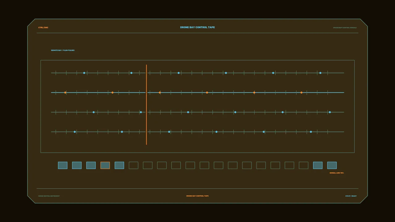 4K Sci-Fi Spacecraft Control Console HUD with Telemetry Tracks
