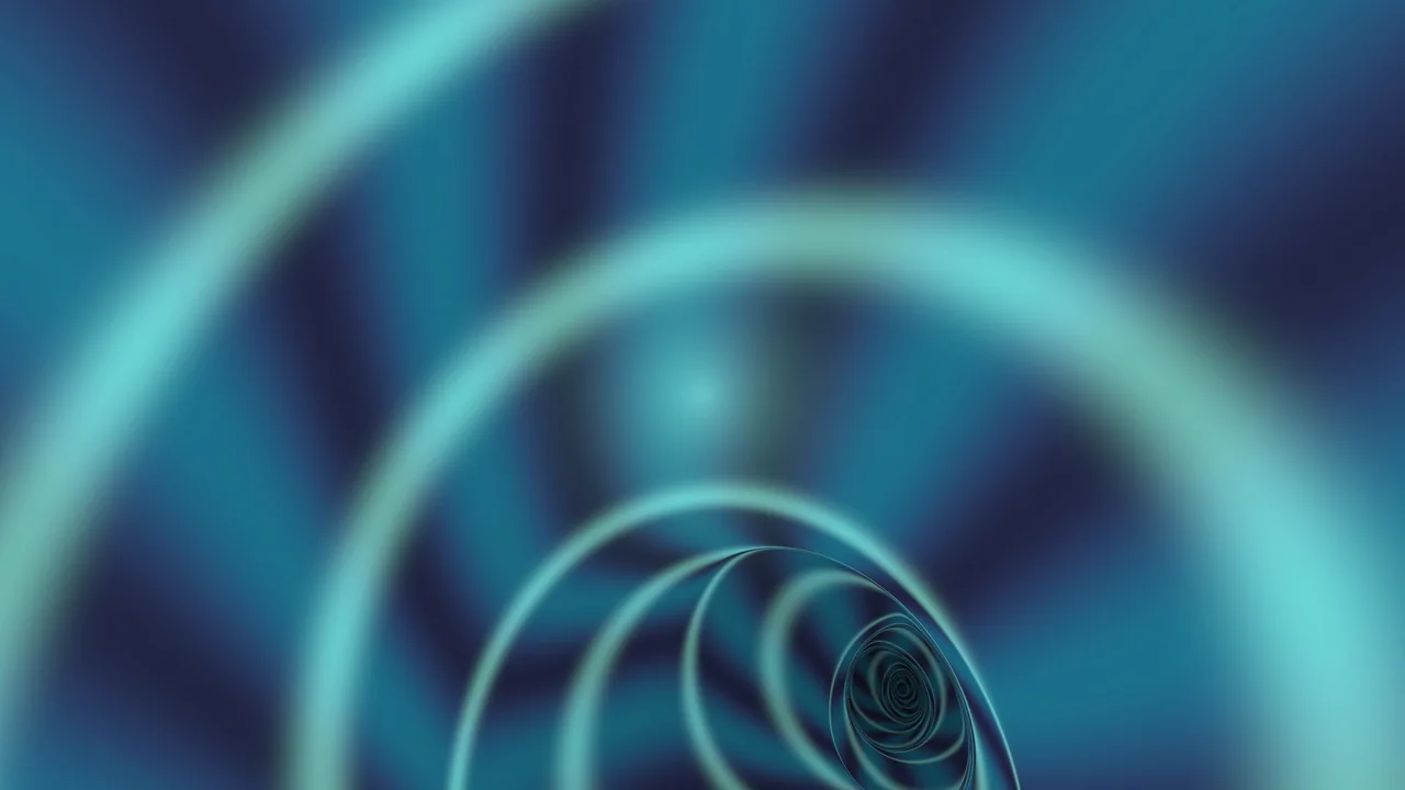 Abstract Teal Spiral Tunnel with Concentric Rings 4K Wallpaper