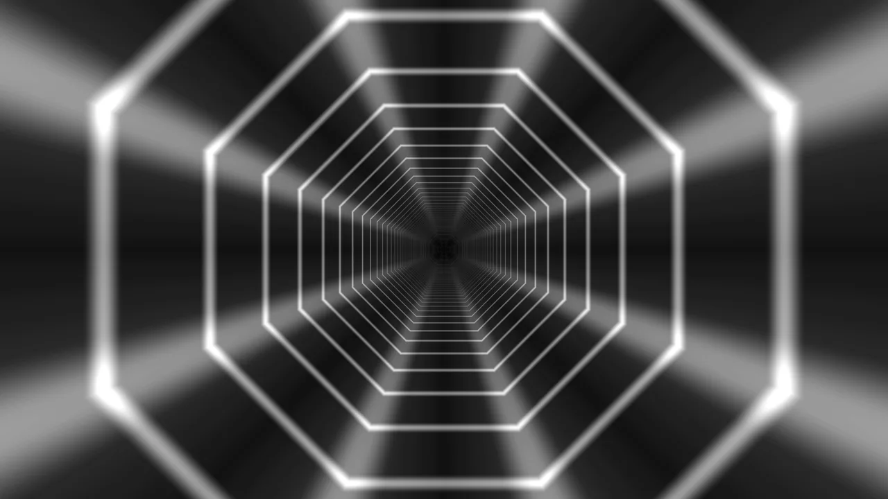 Monochrome Concentric Octagonal Portal 4K Wallpaper