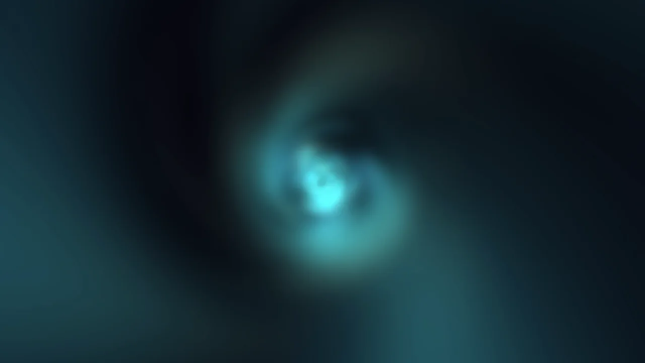 Abstract Cyan Tunnel with Glowing Central Vortex