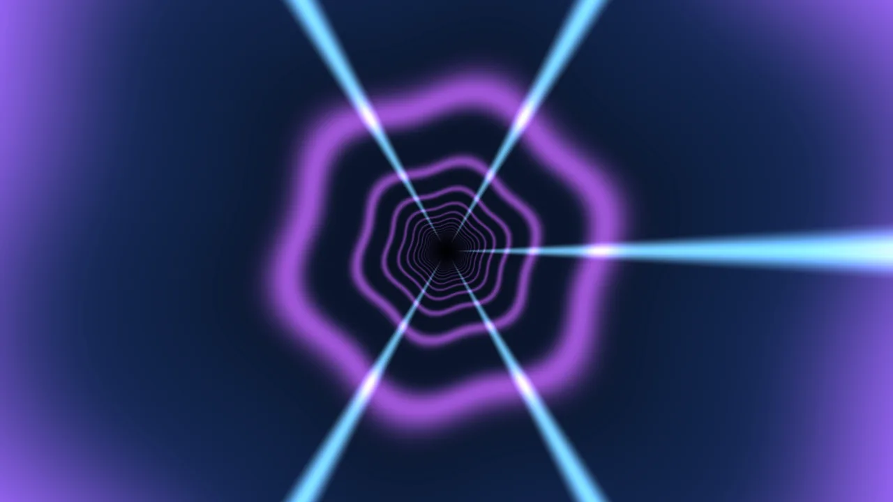 Neon Purple and Cyan Portal Tunnel with Concentric Rings