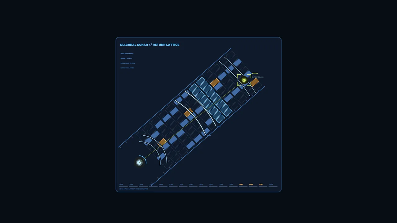 Diagonal Sonar Return Lattice HUD 4K Wallpaper