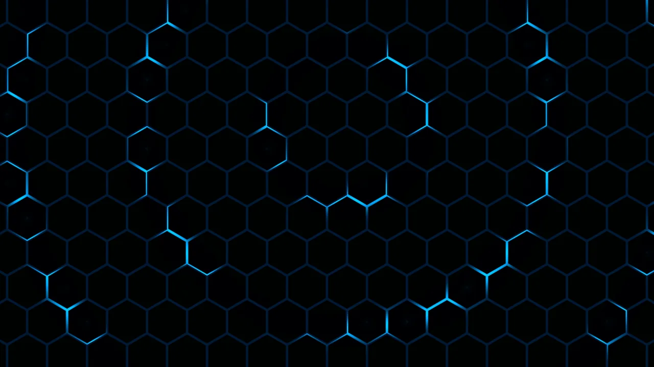 Dark Neon Honeycomb Grid on Black 4K Wallpaper