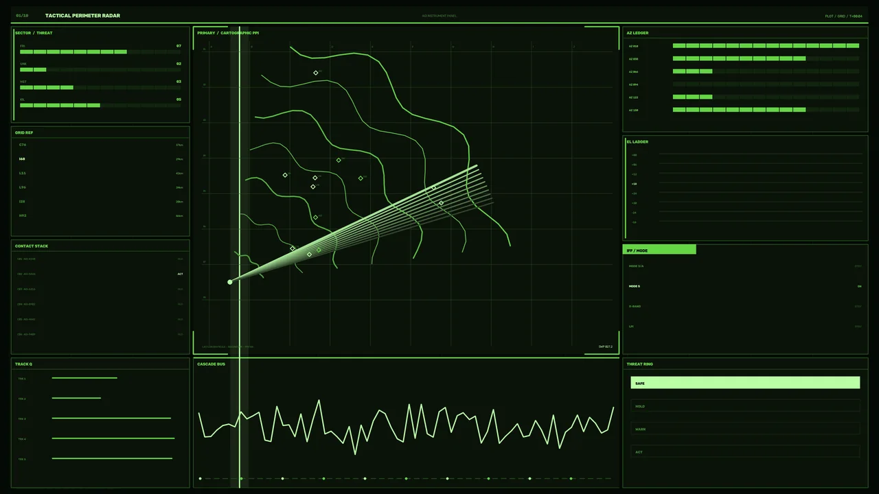 Tactical Perimeter Radar HUD Interface 4K Wallpaper