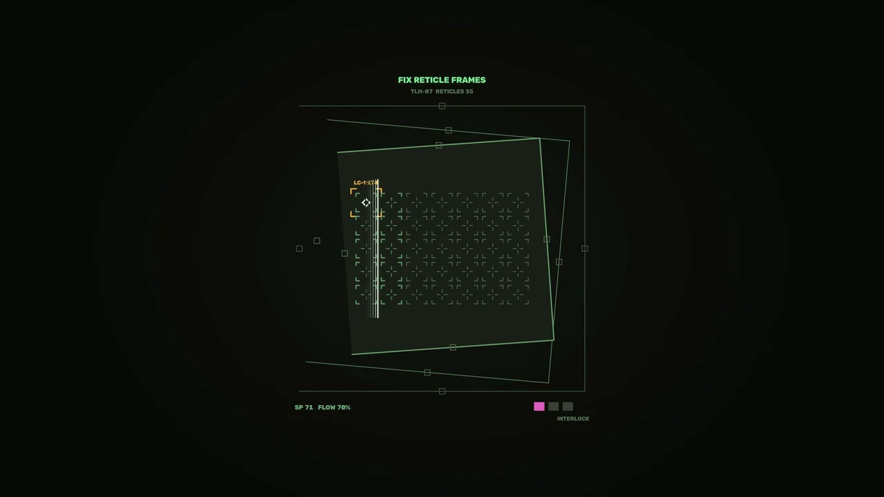 Green Sci-Fi Target Locator HUD with Reticle Frames and Telemetry Grid