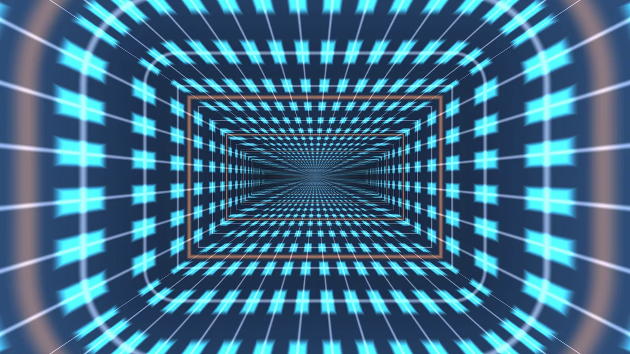 Cyan Geometric Tunnel 4K Wallpaper