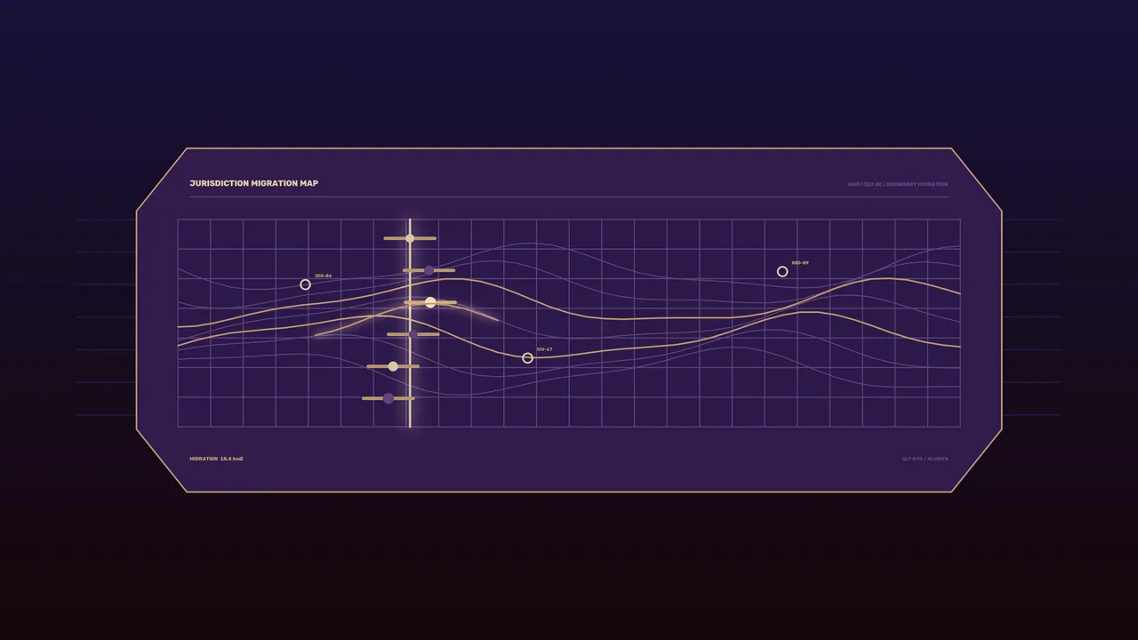 Purple Jurisdiction Migration Map HUD 4K Sci-Fi Wallpaper