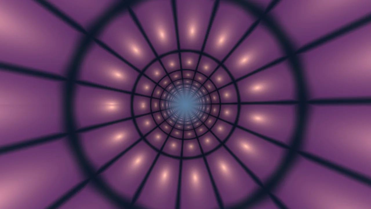 Purple Geometric Tunnel with Concentric Rings and Glowing Center 4K Wallpaper
