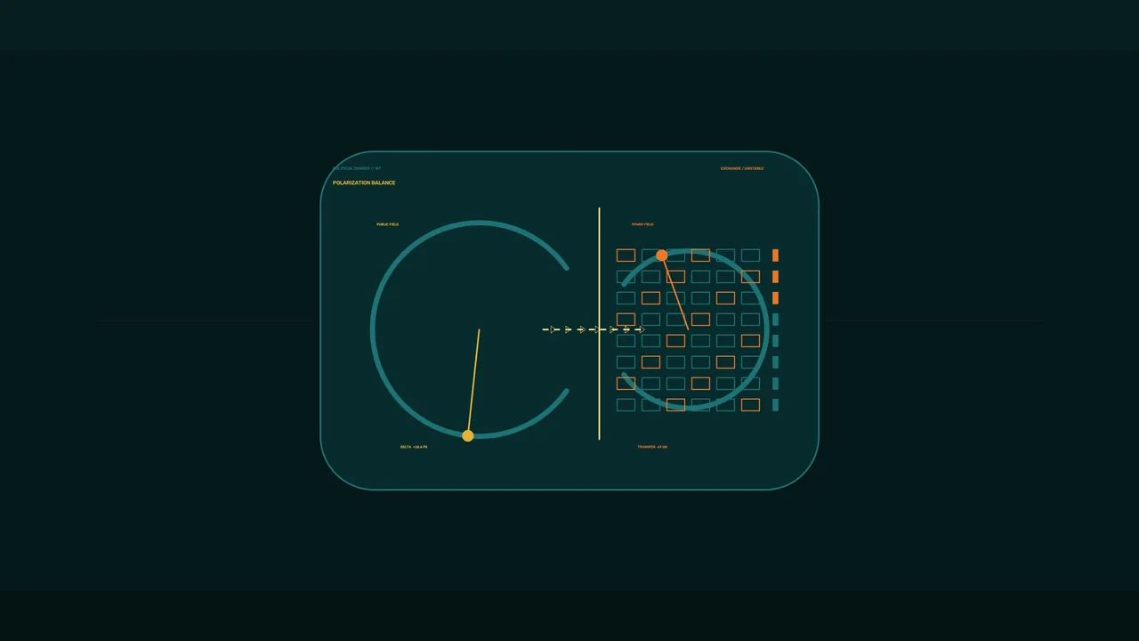 Polarization Balance HUD with Circular Gauge and Status Matrix