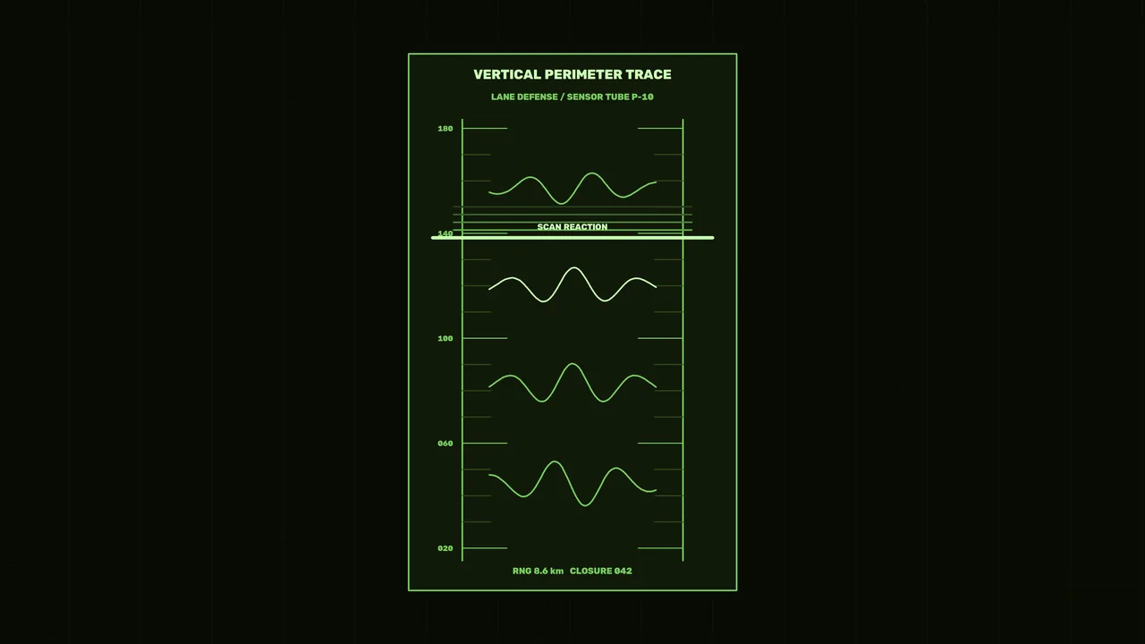 Green Vertical Perimeter Trace HUD 4K Wallpaper