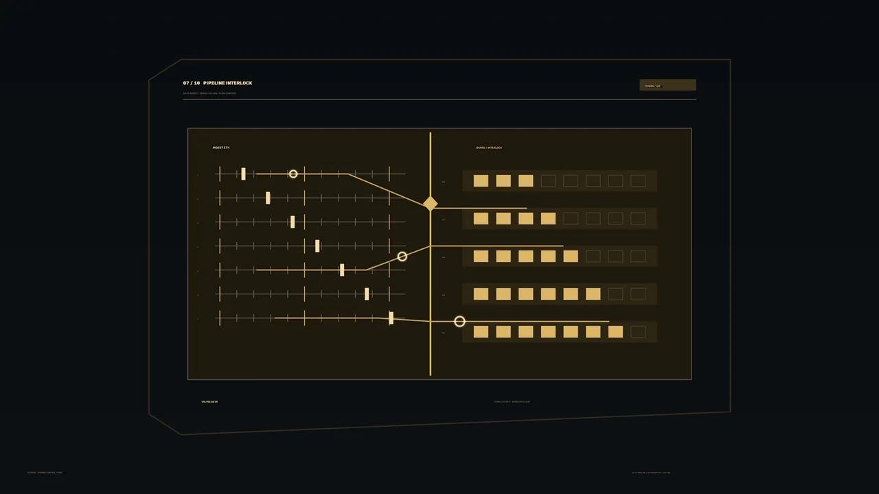 Amber Pipeline Interlock HUD Dashboard 4K Wallpaper