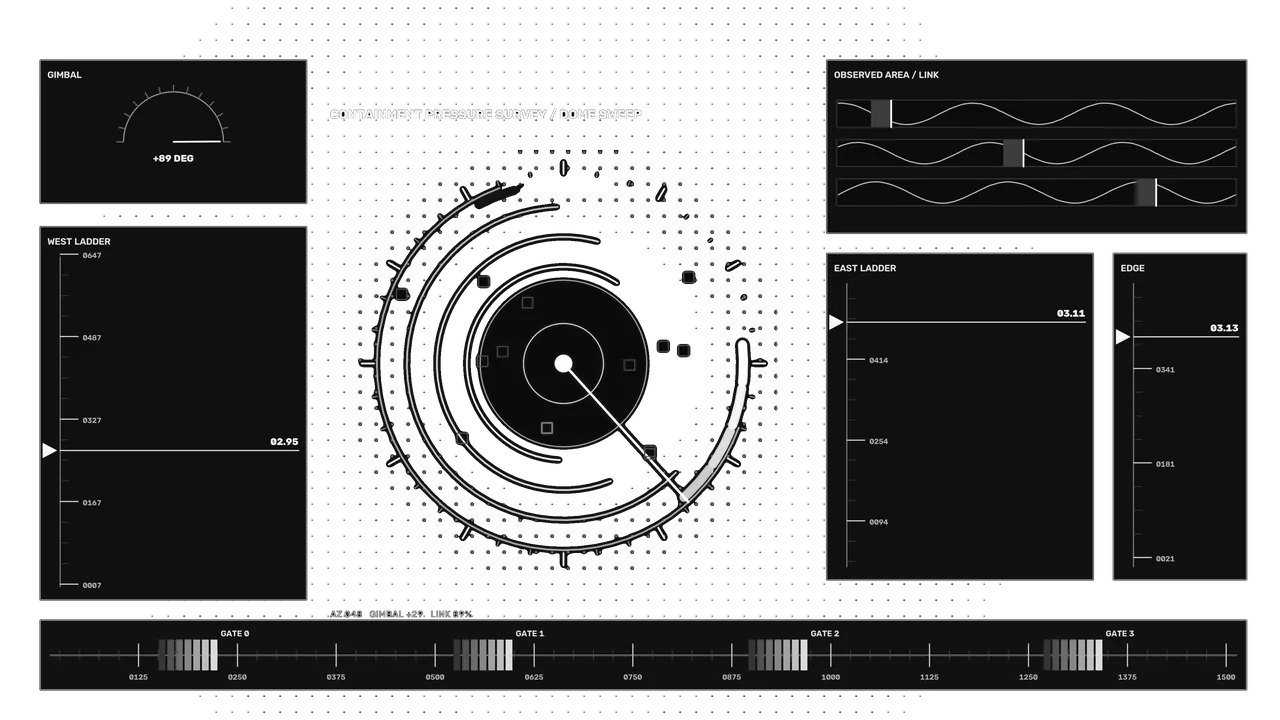 Sci-Fi Containment Pressure Survey HUD Dashboard 4K Wallpaper