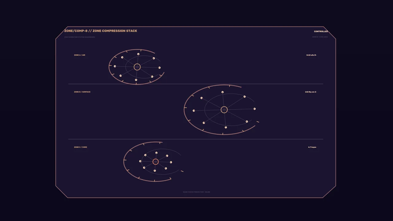 Contamination Status Dashboard HUD with Radial Zone Scanners