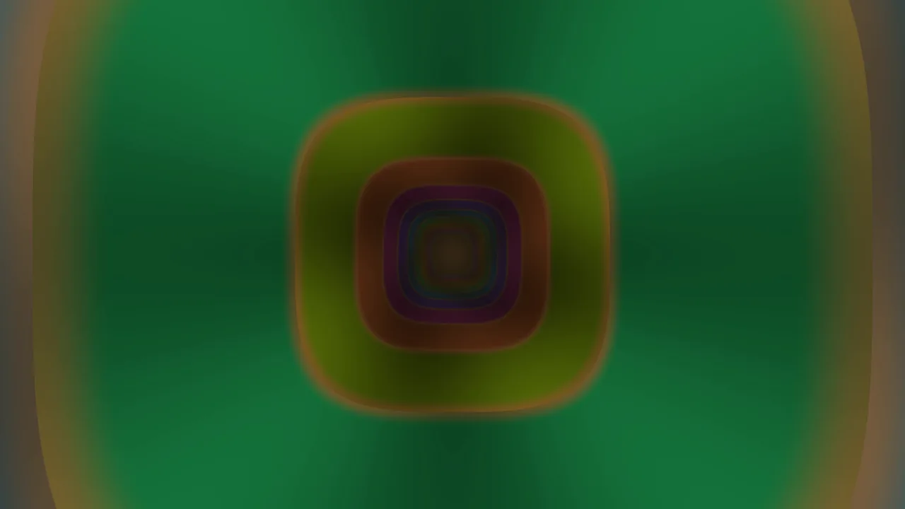 Concentric Rounded Square Tunnel in Green and Amber 4K Wallpaper