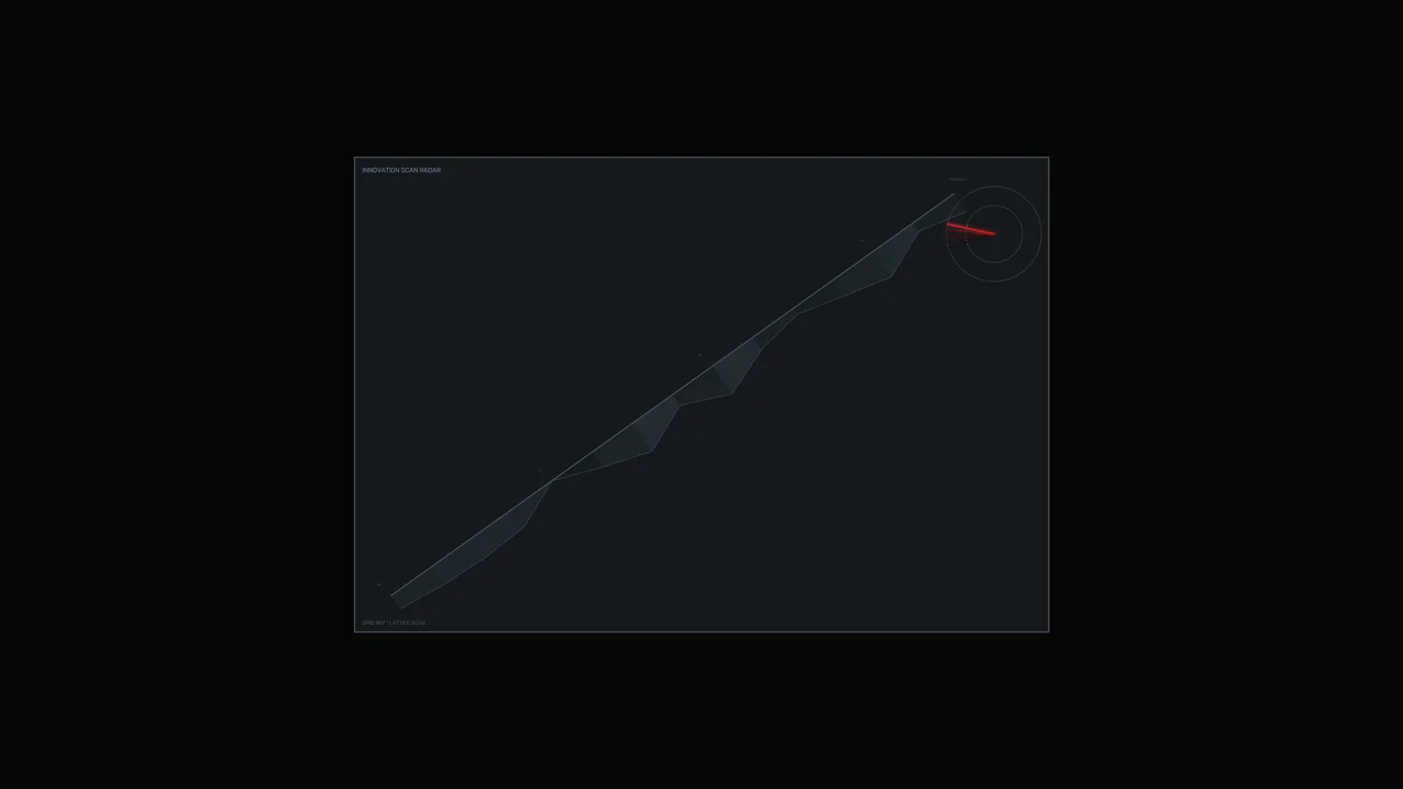 Dark Sci-Fi Radar HUD with Red Scanner Ring and Diagonal Telemetry Path – 4K