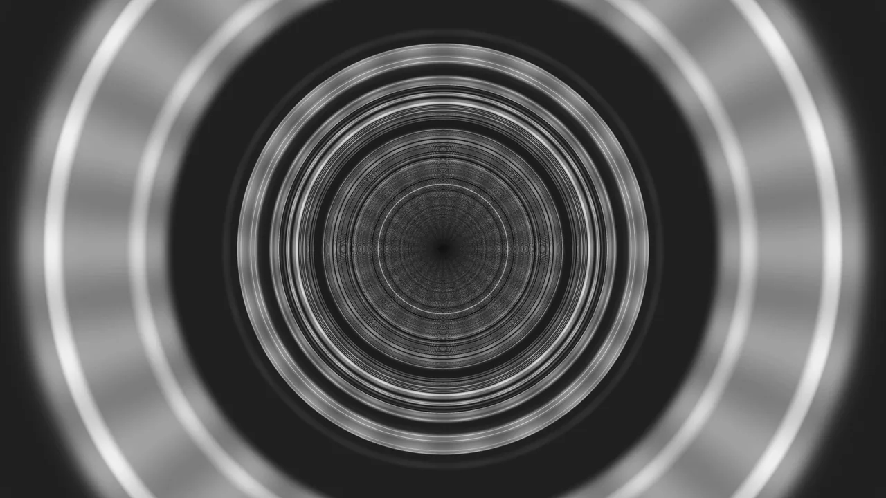 Monochrome Concentric Ring Tunnel 4K Wallpaper