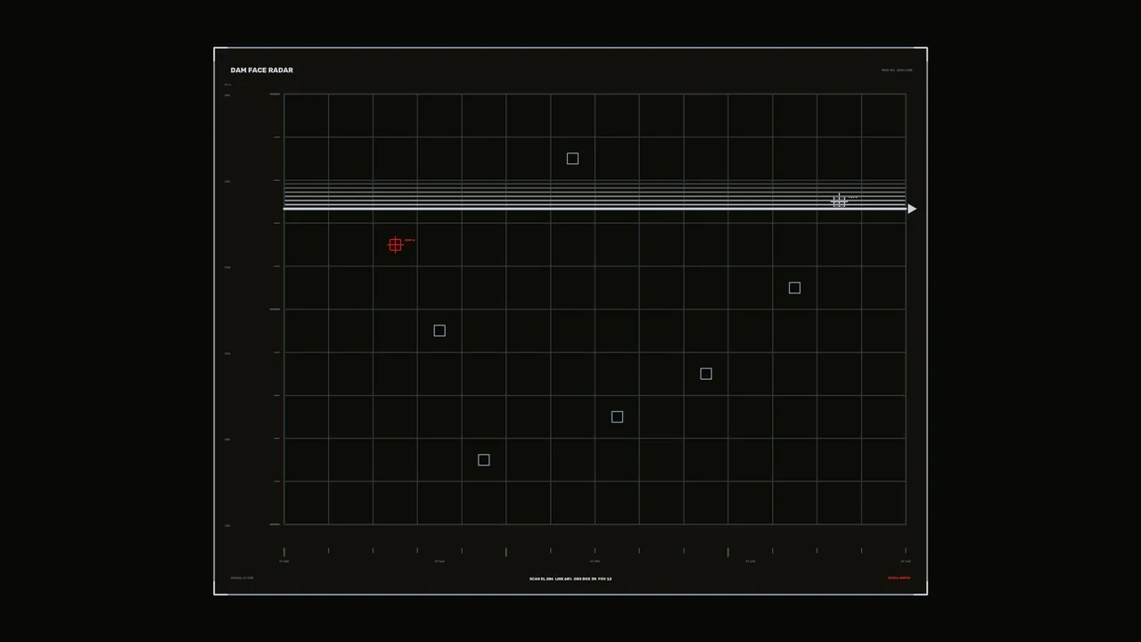Dam Face Radar Monitoring HUD Grid 4K Wallpaper