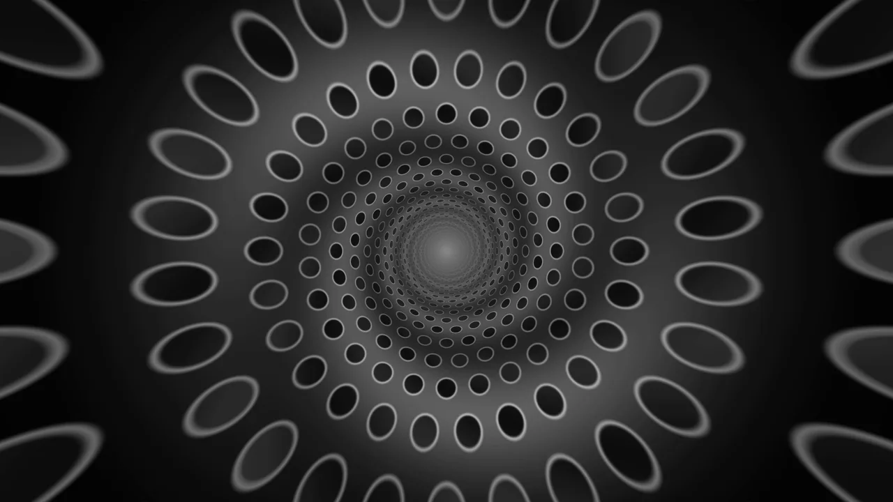 Monochrome Concentric Ring Tunnel 4K Wallpaper